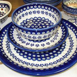 Platter, dish and bowl of Polish pottery